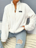R&B | Plüsch Zip-up Jacke mit Text-patch Polyester Weich und Warm