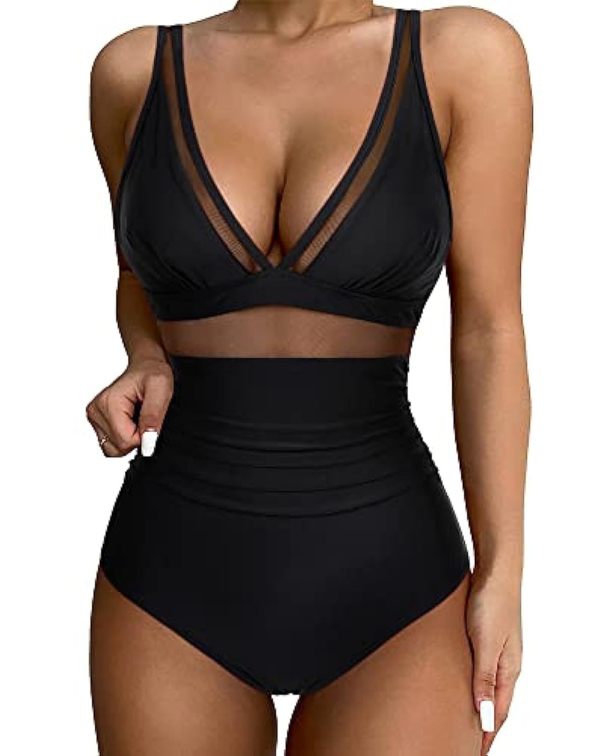 R&B | Einteiliger hohler Badeanzug mit hoher Taille