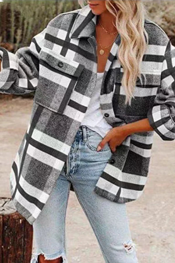 R&B | Karierte Jacke mit Taschen für Frauen
