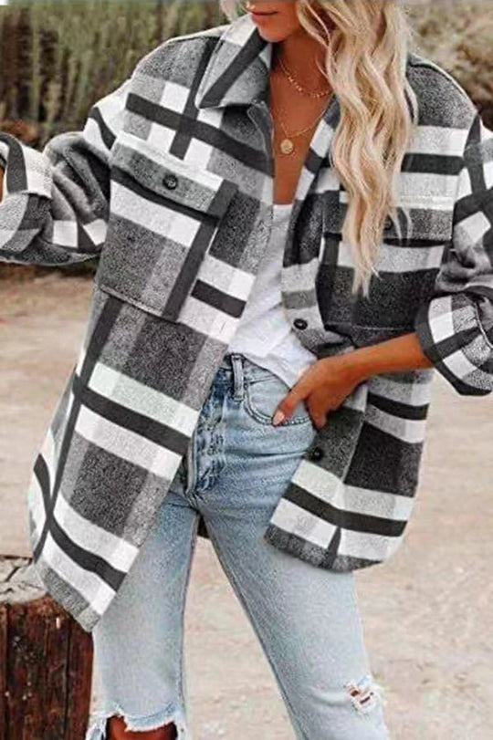 R&B | Karierte Jacke mit Taschen für Frauen