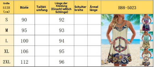 R&B | Bedrucktes lockeres Strandkleid mit ärmellosen Trägern