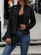 R&B | Militärisch Inspirierte Blazer mit Knopfdetails Polyester Stilvoll und Scharf