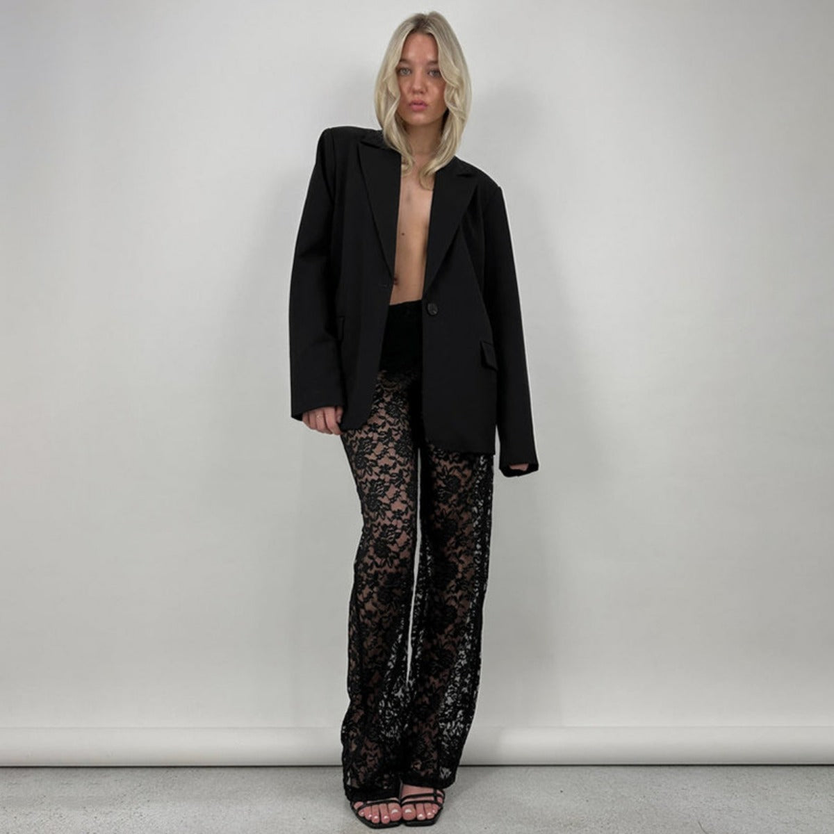 R&B | Spitze Perspektive hohe Taille Spleißen lange gerade Hose