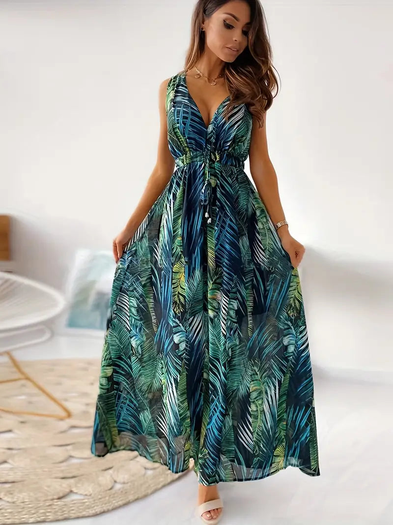 R&B | Casual Boho Maxi-Kleid Mit Kordelzug