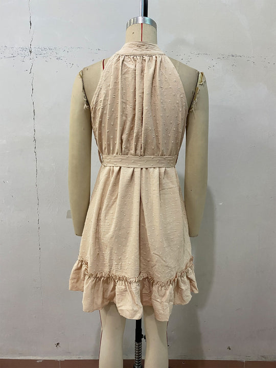 R&B | Rock mit halbhohem Halsausschnitt und Riemchen-Jacquard-Kleid