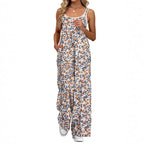 R&B | Verstellbarer Schultergurt Druck lässig Hosenträger floral Jumpsuit