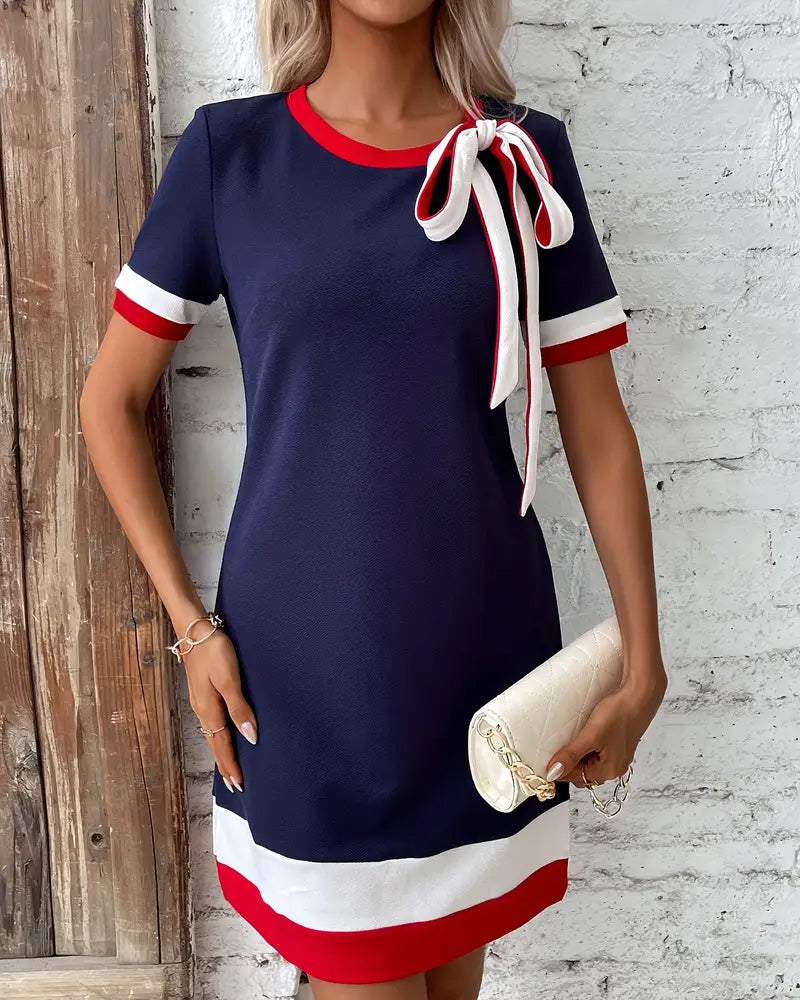 R&B | Kleid Kurzärmlig Kontrastband
