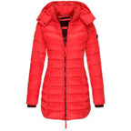 R&B | Damen Lange Winter Pufferjacke mit Kapuze