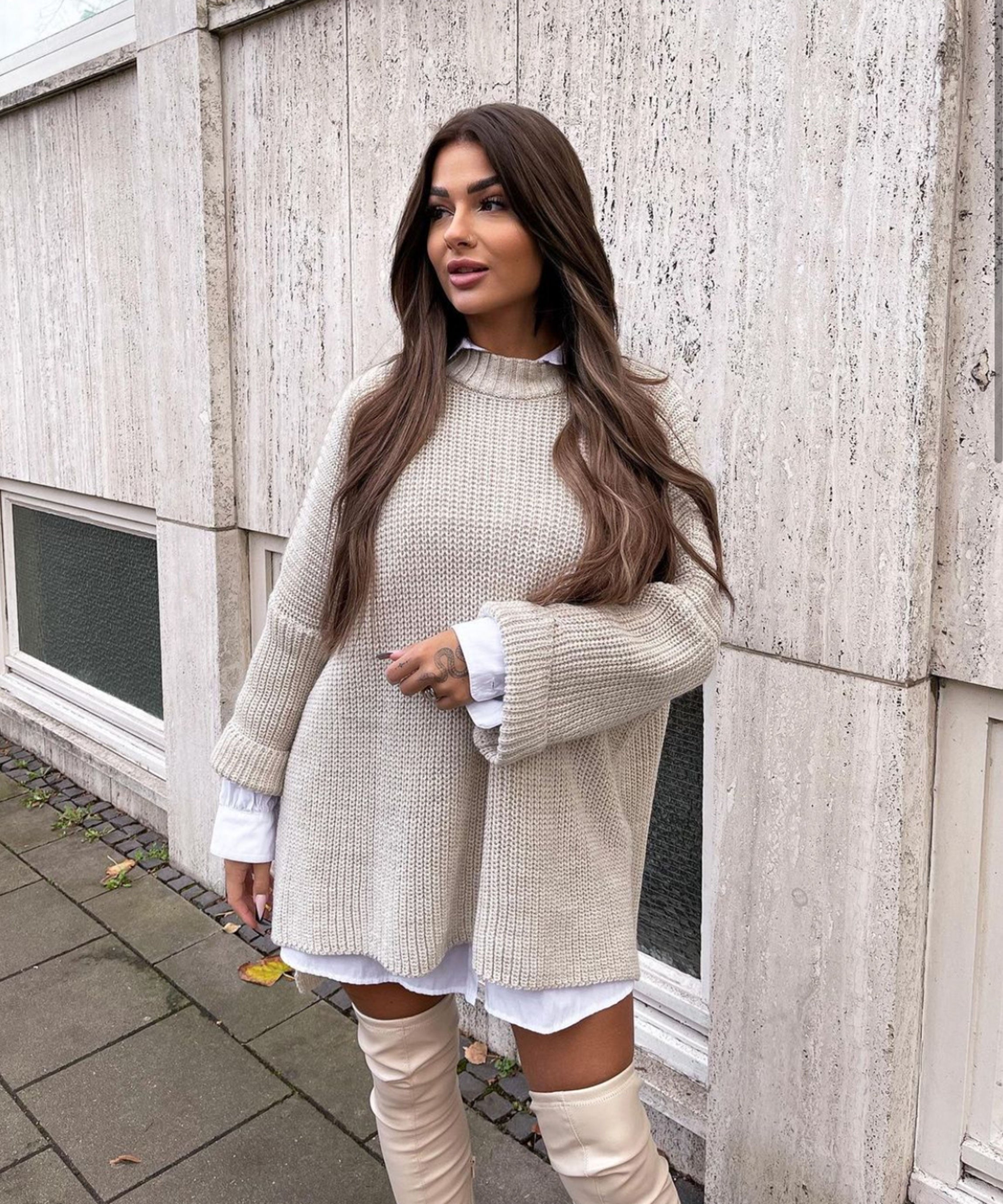 R&B | Gemütlicher Oversized Strickpullover In Sanftem Beige
