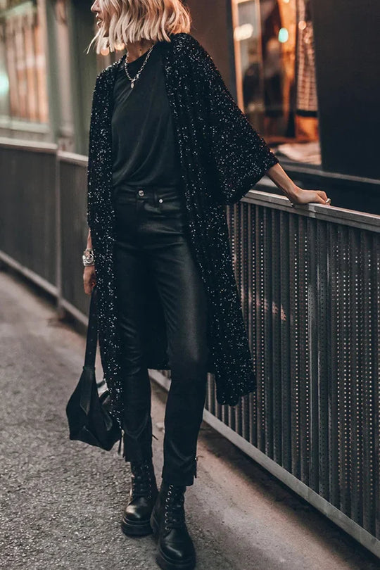 R&B – Modischer Pailletten-Cardigan