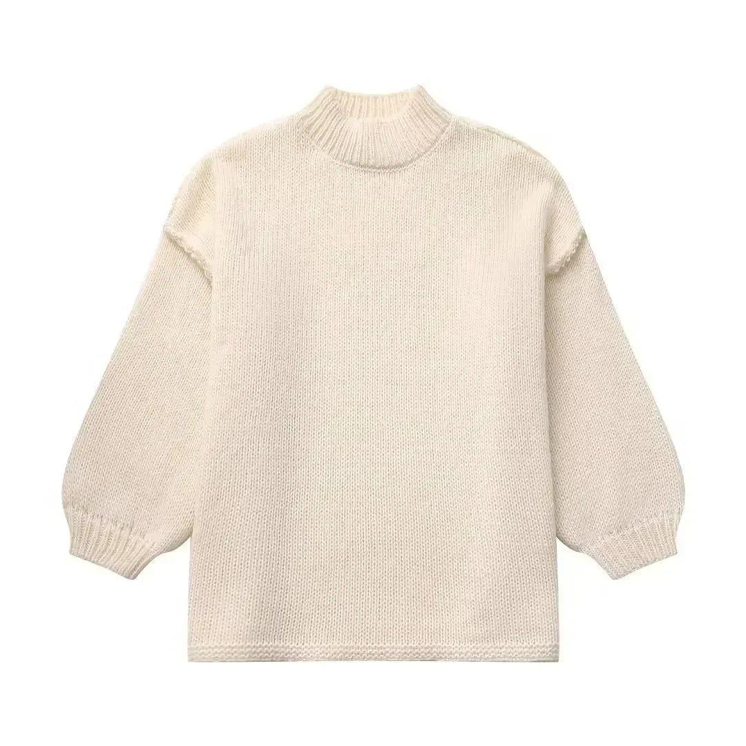 R&B | Strickpullover mit Rollkragen und stylischen Puffärmeln