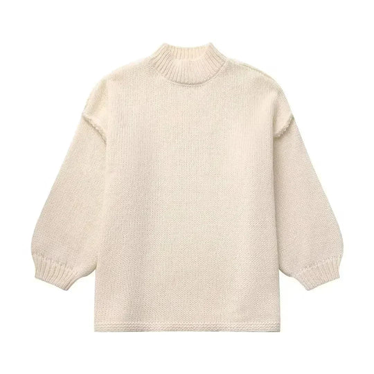 R&B | Strickpullover mit Rollkragen und stylischen Puffärmeln