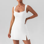 R&B | Hosenträger einfarbig Yoga Tennisrock leichtes Sportkleid