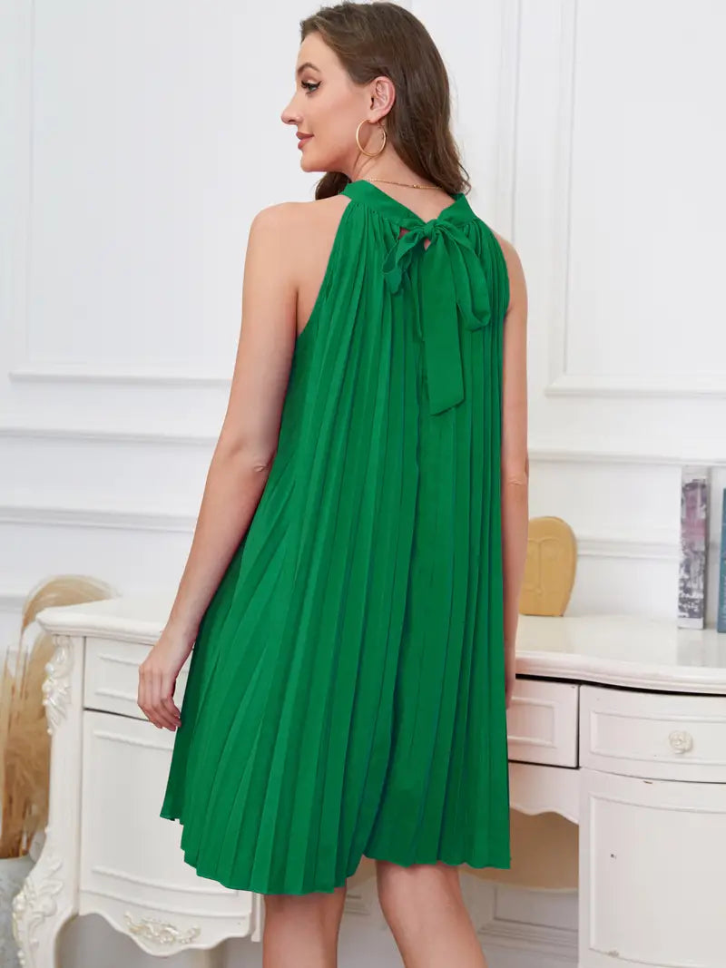 R&B | Koralle Plissierte Kleid Einfarbig Mini Ohne Ärmel