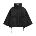 R&B | Damen Hüftlange Baumwolljacke mit Stehkragen und Kordelzug