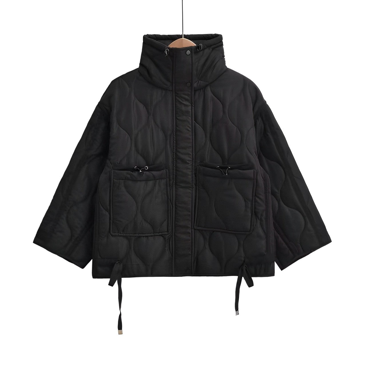 R&B | Baumwolljacke Hüftlang mit Stehkragen und Kordelzug