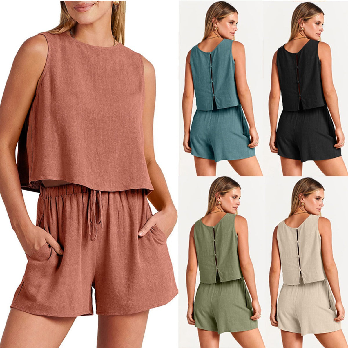 R&B | Zweiteiliges Set aus ärmellosem Oberteil und Shorts