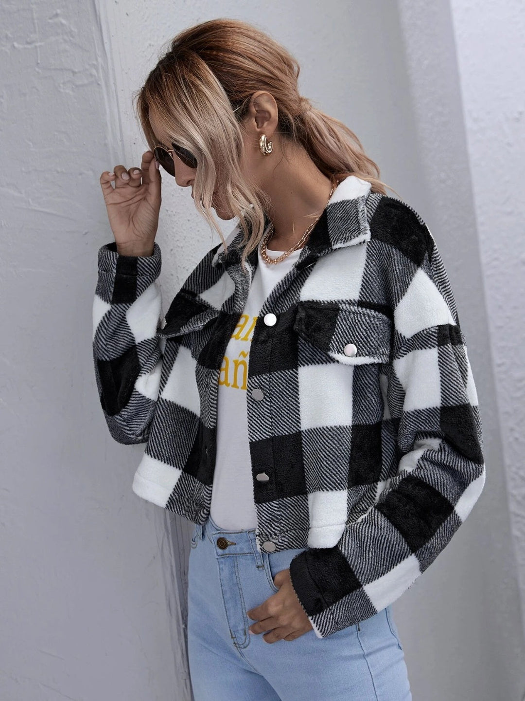 R&B | Karierter Button-Down-Kragenjacke
