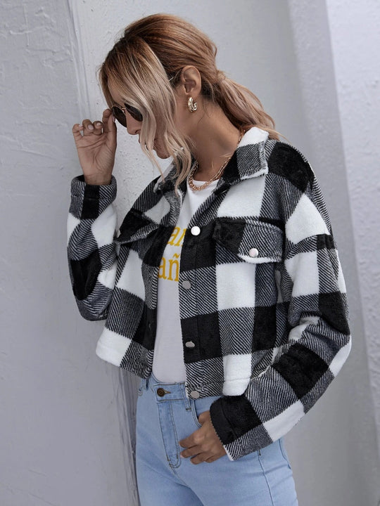 R&B | Karierter Button-Down-Kragenjacke