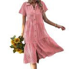 R&B | Hemdkragen kariertes Kleid