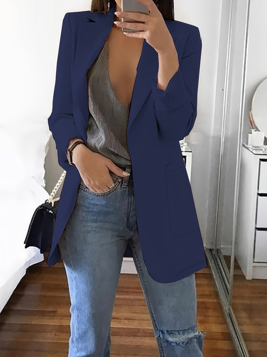 R&B | Eleganter Einfarbiger Business-Blazer Mit Offener Vorderseite - Ideal Für Alle Jahreszeiten