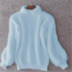 R&B | Lockere gestrickte einfarbige Pullover | Vintage Angora Pullover