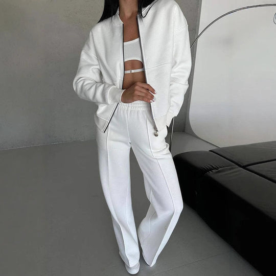 R&B | Zweiteiliges Set mit Reißverschlussjacke und Weitem Bein In Sportstyle