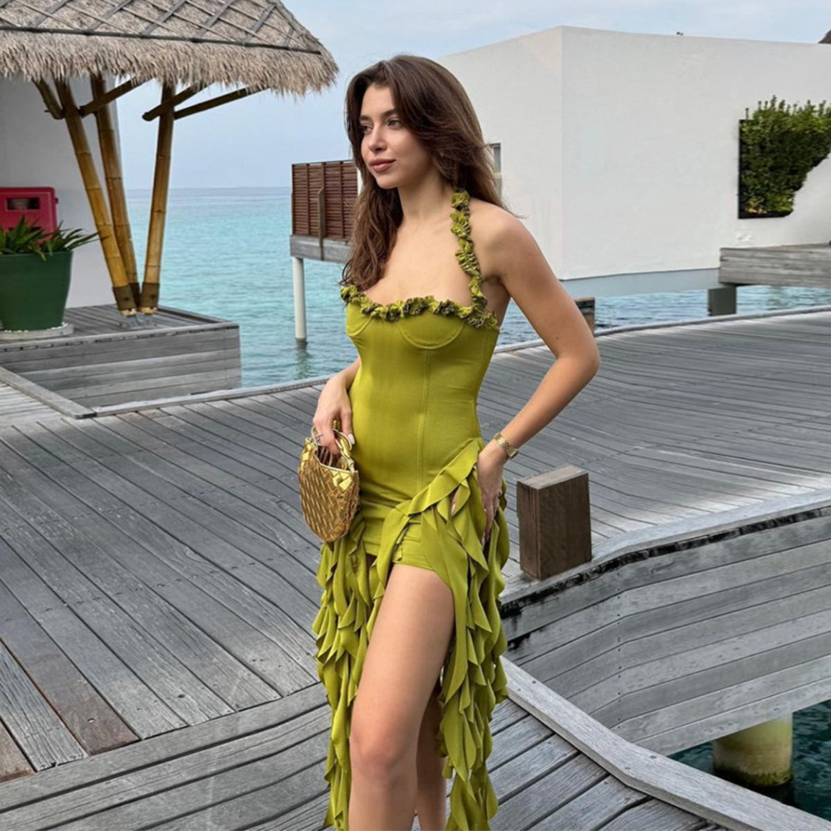 R&B | Sexy Ausschnitt unregelmäßig schlankes Kleid