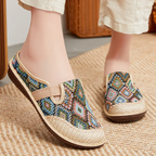 Orthopädische Sandalen aus besticktem Leinen R&B