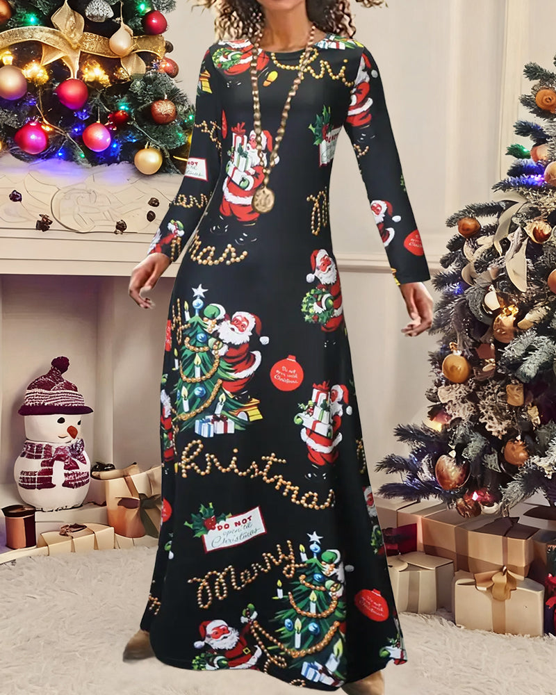 R&B | Schlank Weihnachten Gedruckt Langarm