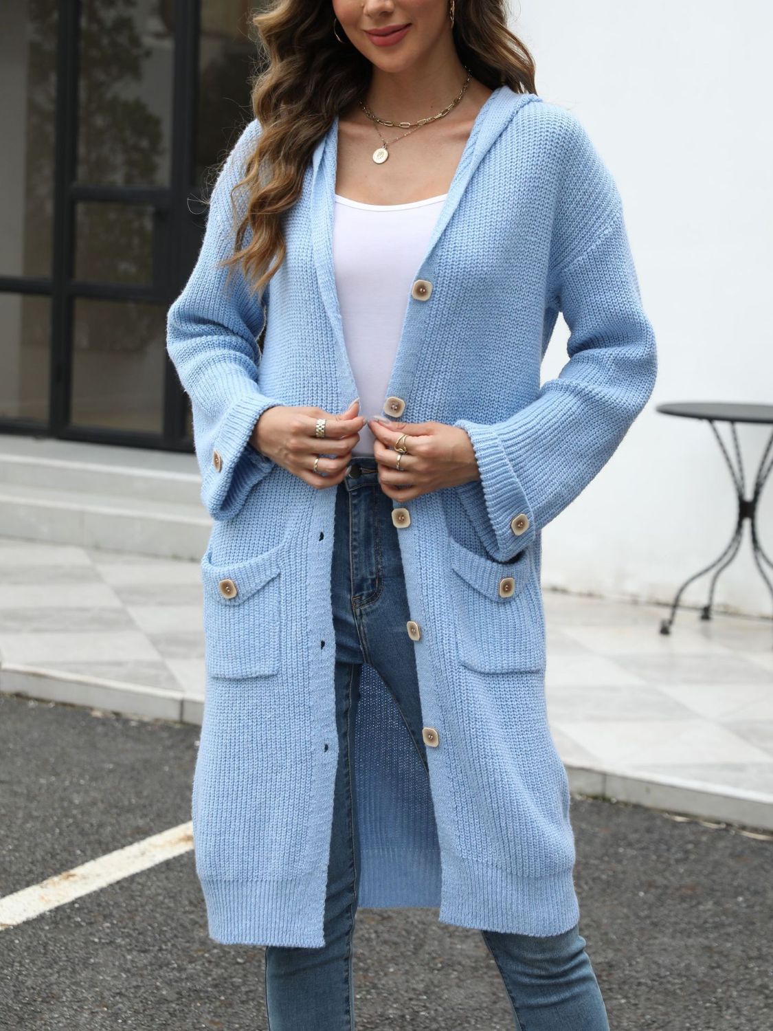 R&B | Lange Strickjacke Knopfverschluss Zeitlos und Bequem