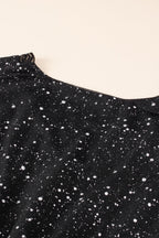 Elegante schwarze Glitzerkleid mit Netzbespannung