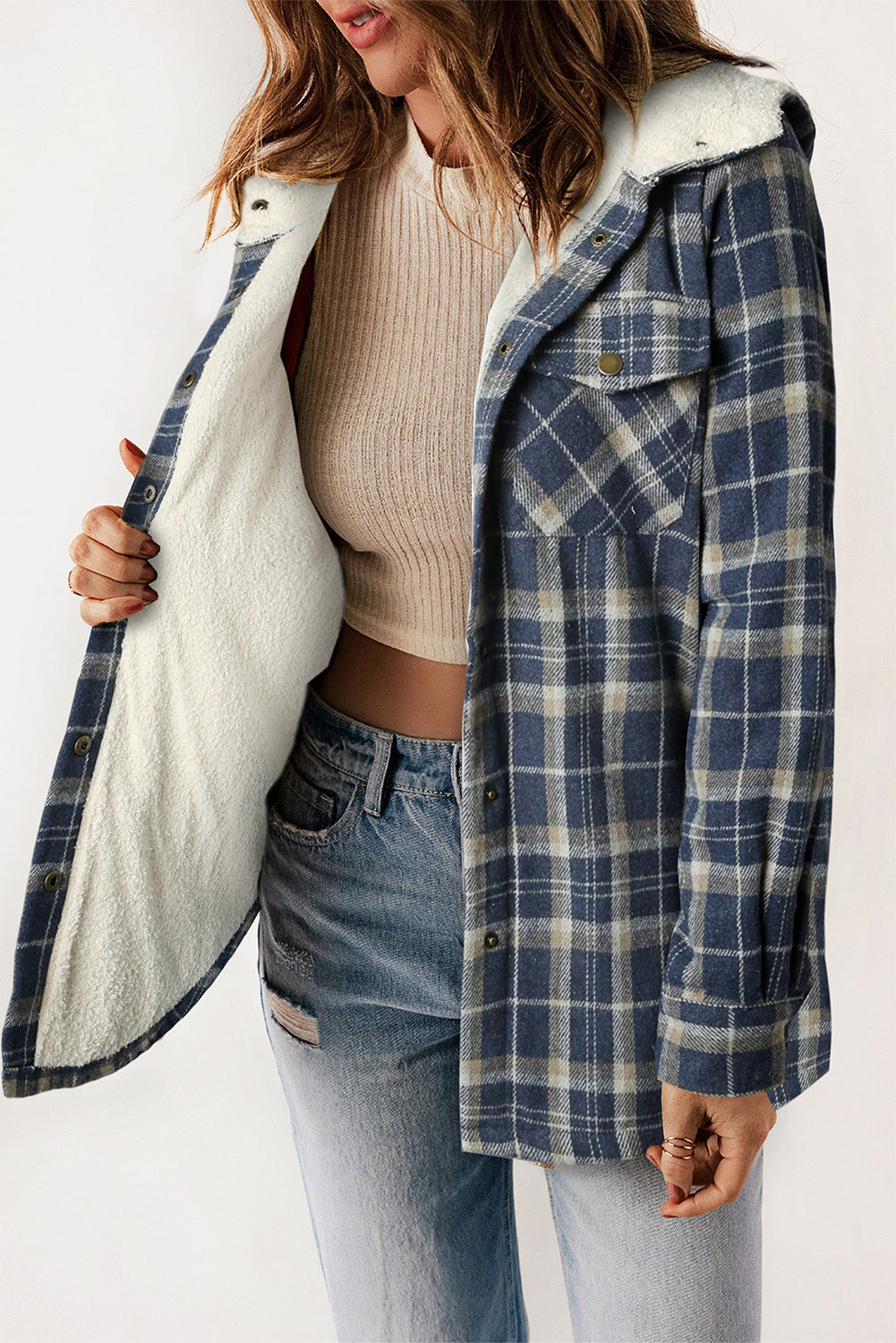 R&B | Gepunktete Jacke mit Kapuze Weiches Plüschfutter Perfekt für Kalte Tage