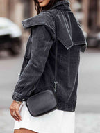 R&B | Kragenhals Knopfverschluss Denimjacke