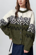 R&B | Retro Nordic Weihnachten Schneeflocke Jacquard Strickjacke