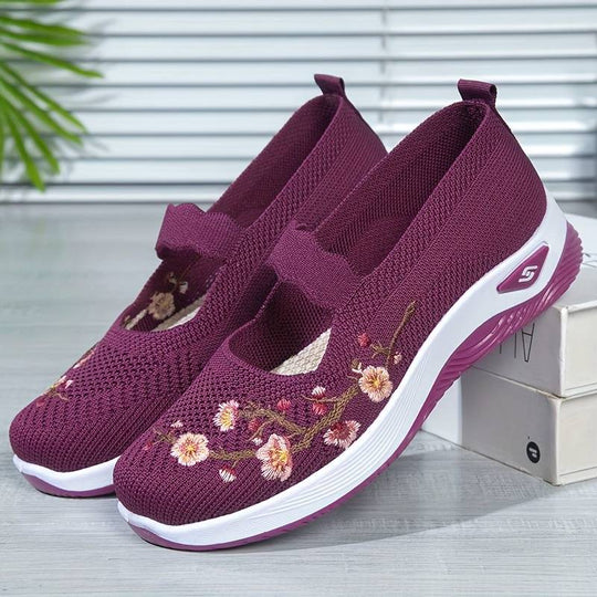 Orthopädische Florale Schwarze SlipOns R&B