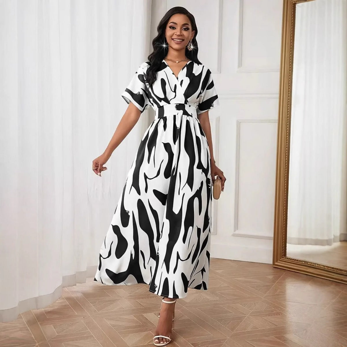 R&B | Damenkleid mit bedruckter Taille