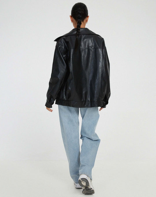 R&B | Übergroße Damen Kunstlederjacke