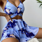 R&B | Dreiteiliges Bikini-Set mit Marmordruck