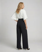 R&B | Britischer Stil Eleganter Farbblock Tasche Kontrast V-Ausschnitt Lockere Jumpsuits