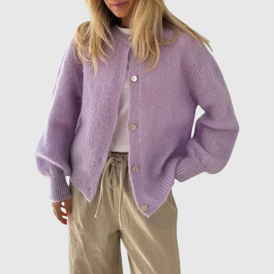 R&B | Damen Cardigan mit Rundhalsausschnitt und Knopfverschluss
