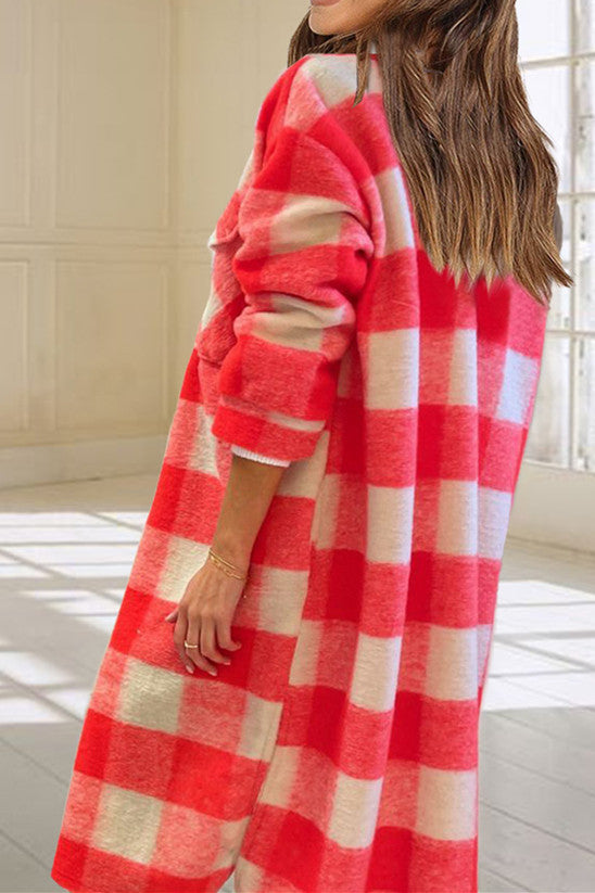 R&B | Karierte Tweed Lange Mantel