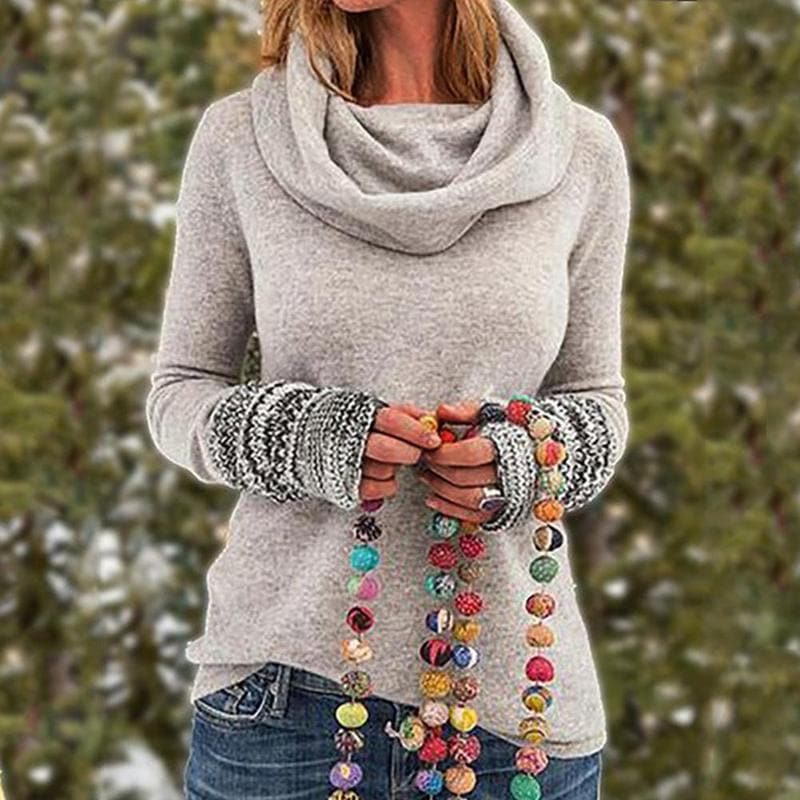 R&B | Wolle Cowl Neck Pullover Sweatshirt Lässiger Schnitt Pullover