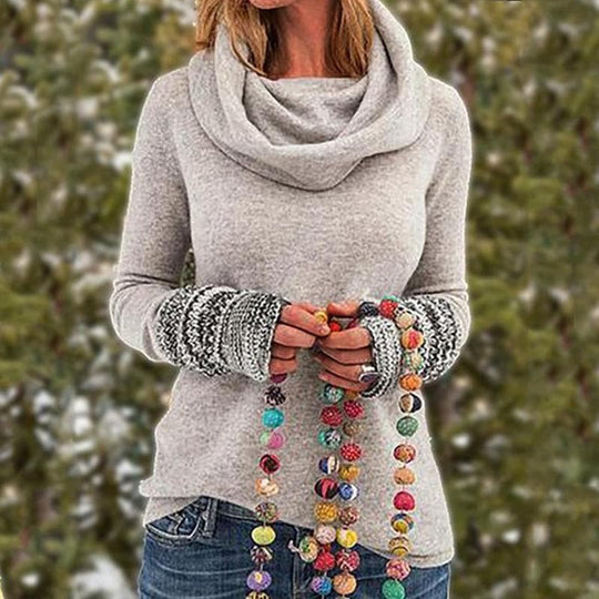 R&B | Wolle Cowl Neck Pullover Sweatshirt Lässiger Schnitt Pullover