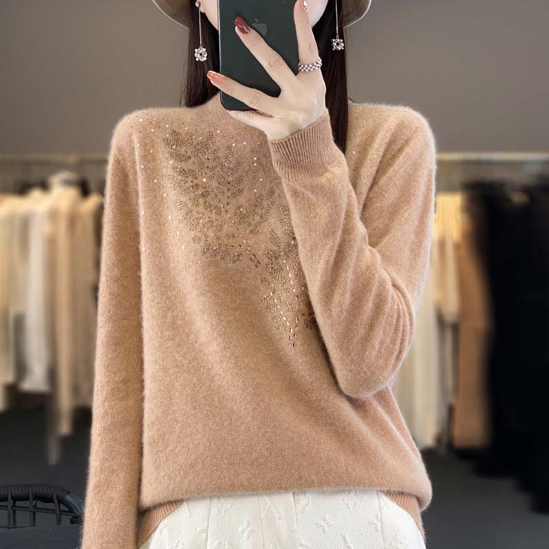 R&B | Strickpullover Mit Zartem Blättermuster