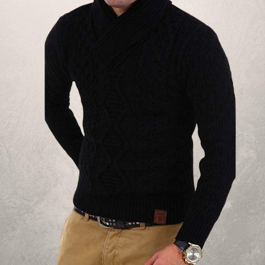 R&B | Wollschal Kragen Pullover Kabelstrick Winterpullover