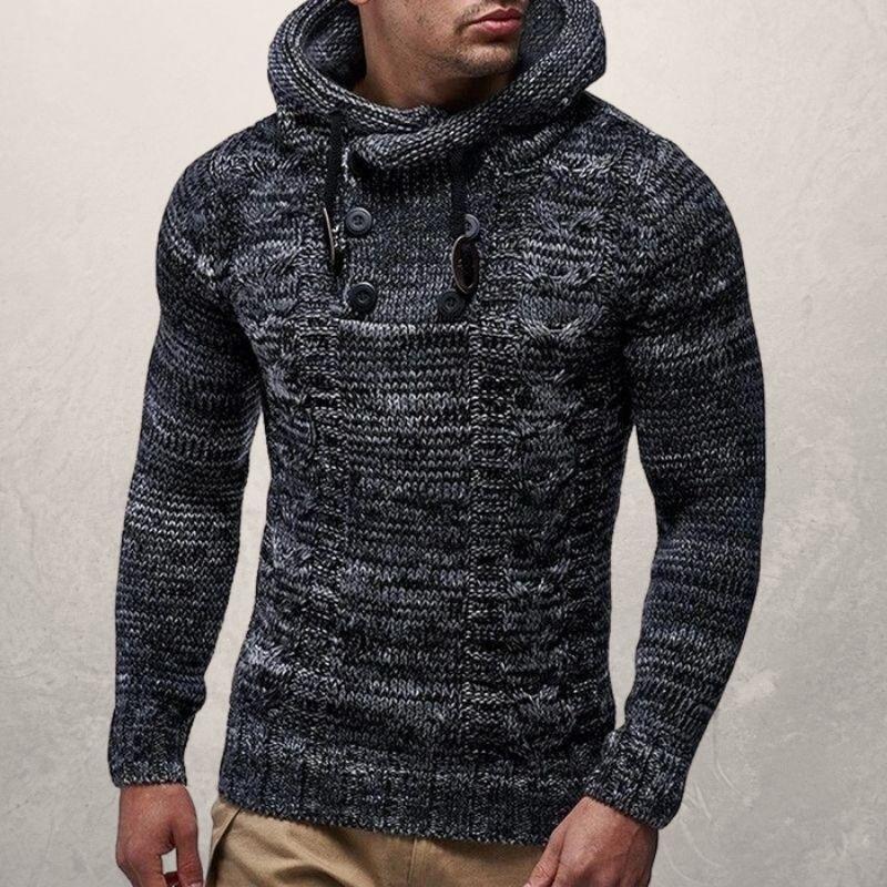 R&B | Wool Kabelstrick Kapuzenpullover Slim Passform Pullover