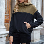 R&B | Hoodie Gepolsterter Oberteil & Weiches Fleece Halber Reißverschluss Lockere Passform mit Taschen