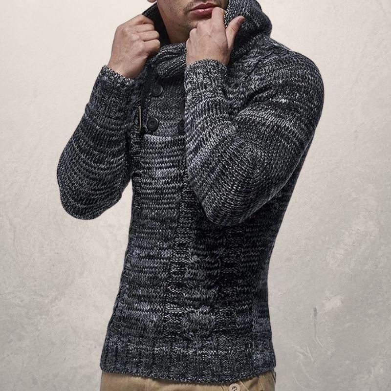 R&B | Wool Kabelstrick Kapuzenpullover Slim Passform Pullover