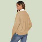 R&B | Strickpullover V-Ausschnitt Lockere Passform Lange Ärmel Weich und Bequem